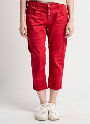 Pantalon 7/8 stretch taille normale rouge ALMANEGRA femme