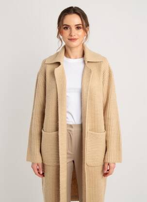 Gilet manches longues coupe cintrée beige YAYA femme