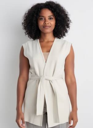 Gilet sans manche maille fine gris YAYA femme