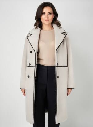 Manteau long coupe cintrée sans capuche gris YAYA femme