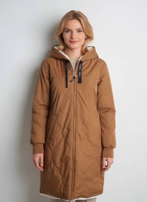 Doudoune manches longues a capuche marron I.CODE (By IKKS) femme