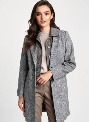 Manteau long coupe cintrée sans capuche gris IKKS femme