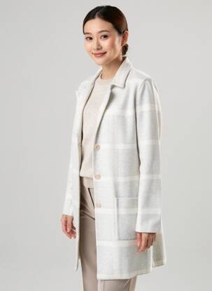 Manteau long coupe cintrée sans capuche gris YAYA femme