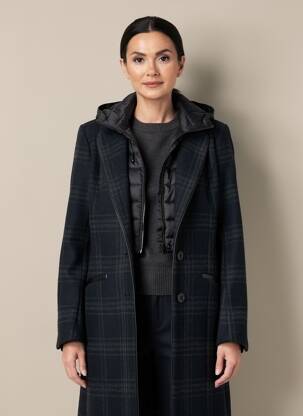 Manteau long a capuche a capuche noir ONE STEP femme
