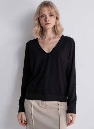 T-shirt manches longues manches longues noir IKKS femme