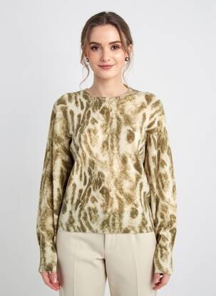 Pull resserrée sur le bas manches longues beige YAYA femme