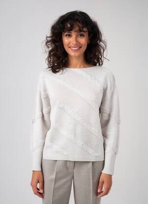 Pull maille ajourée manches longues gris YAYA femme