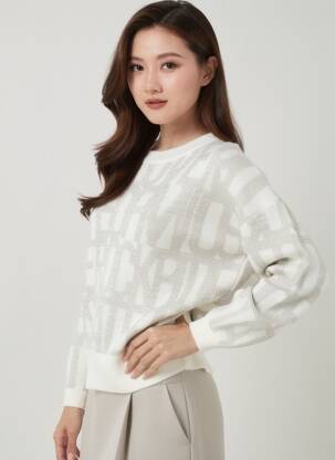 Pull maille ajourée manches longues blanc IKKS femme