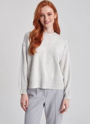 Pull coupe droite manches longues gris IKKS femme