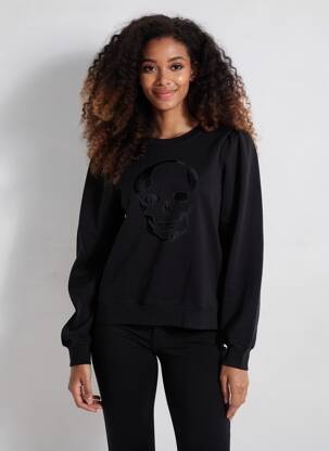 Sweat-shirt stretch manches longues noir IKKS femme