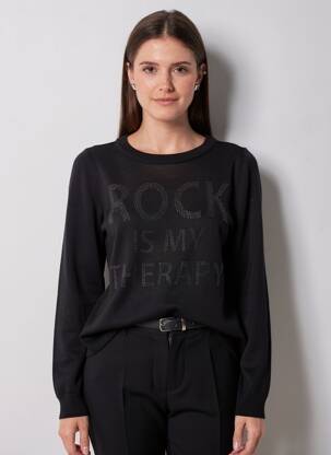Pull coupe droite manches longues noir IKKS femme