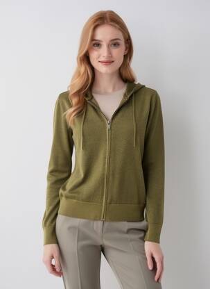 Veste casual fermeture zippée sur le devant vert IKKS femme