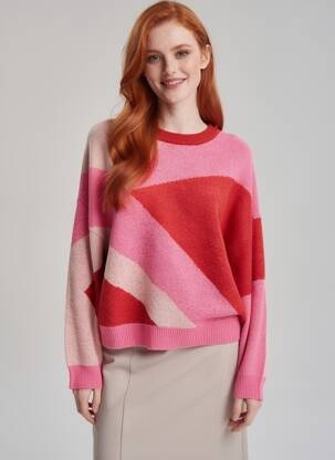 Pull stretch manches longues rouge I.CODE (By IKKS) femme