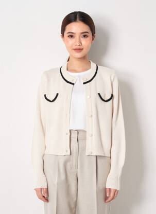 Gilet manches longues col rond blanc I.CODE (By IKKS) femme
