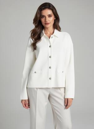 Veste chic fausses poches blanc IKKS femme