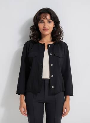 Veste casual col rond noir MALOKA femme