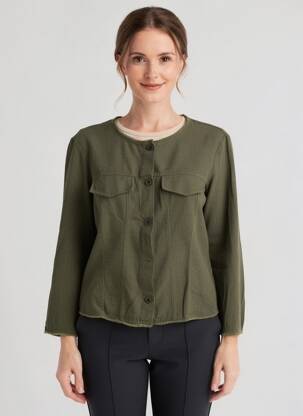 Veste casual col rond vert MALOKA femme