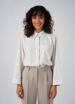 Chemisier coupe droite manches longues blanc YAYA femme