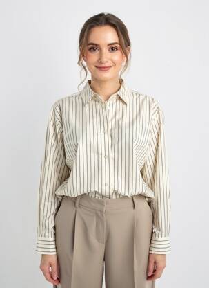 Chemisier coupe cintrée manches longues blanc YAYA femme
