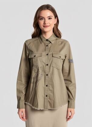 Chemisier coupe cintrée manches longues vert IKKS femme