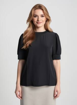 Top manches courtes manches courtes noir YAYA femme
