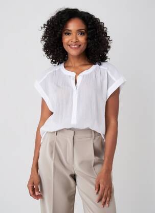 Top manches courtes manches courtes blanc YAYA femme