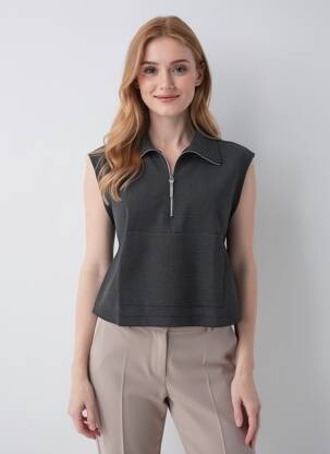 Top stretch sans manche noir I.CODE (By IKKS) femme