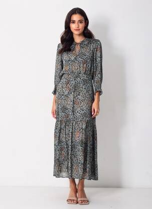 Robe longue manches longues manches longues bleu IKKS femme