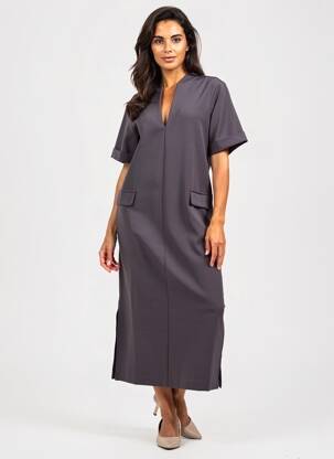 Robe longue manches courtes manches courtes bleu YAYA femme