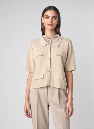 Gilet manches courtes coupe cintrée beige IKKS femme