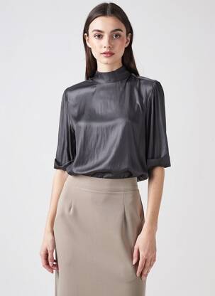 Blouse coupe fluide manches courtes gris YAYA femme