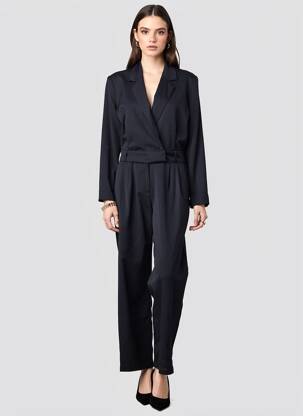 Combi-pantalon fermeture boutonnée sur le devant manches longues bleu YAYA femme
