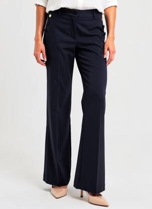 Pantalon flare fermeture zippée sous rabat avec crochet taille haute bleu I.CODE (By IKKS) femme