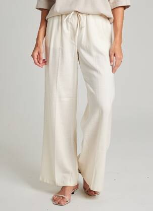 Pantalon large tissage crêpe taille normale beige YAYA femme