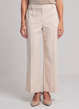 Pantalon droit tissage crêpe taille haute beige YAYA femme