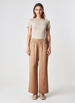 Pantalon droit taille élastique taille normale marron YAYA femme
