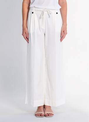 Pantalon large tissage popeline taille normale blanc YAYA femme