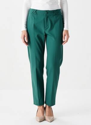 Pantalon chino fermeture zippée sous rabat boutonné taille normale vert I.CODE (By IKKS) femme