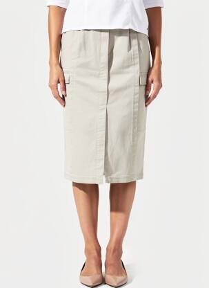 Jupe mi-longue taille à pinces gris YAYA femme