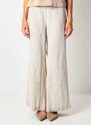 Pantalon large tissage crêpe taille normale beige DOLCEZZA femme