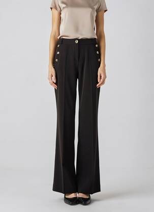 Pantalon flare taille à pinces taille haute noir EVA KAYAN femme