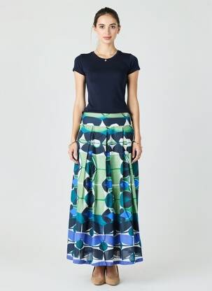 Jupe longue imprimé fantaisie bleu FLIRT femme