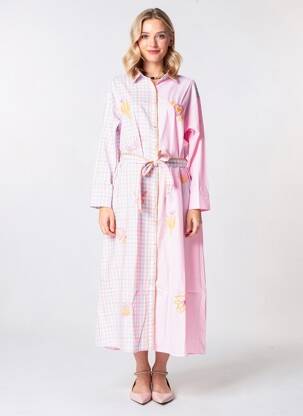 Robe longue manches longues manches longues rose INSPIRATION STUDIO femme