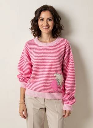 Pull resserrée sur le bas manches longues rose ADORE femme