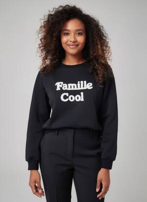 Pull resserrée sur le bas manches longues noir PM MERE & FILLE femme