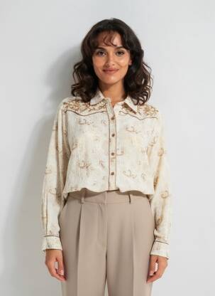 Chemisier coupe cintrée manches longues beige MAISON HOTEL femme