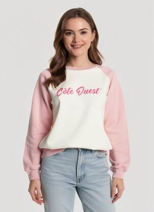 Pull resserrée sur le bas manches longues rose LOVE BY MD femme