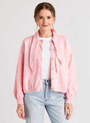 Gilet manches longues col rond rose LUK AP femme