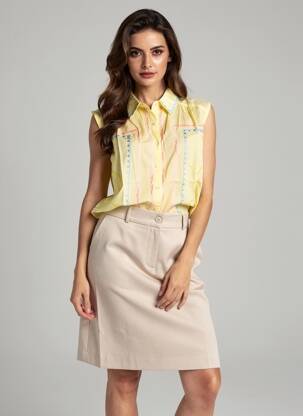 Chemisier tissage crêpe sans manche jaune INSPIRATION STUDIO femme
