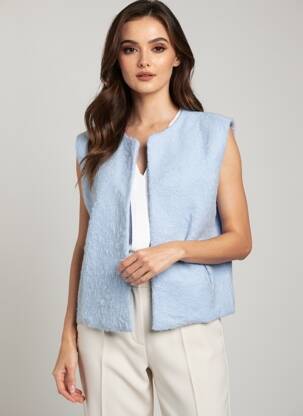 Gilet sans manche coupe droite bleu LUK AP femme